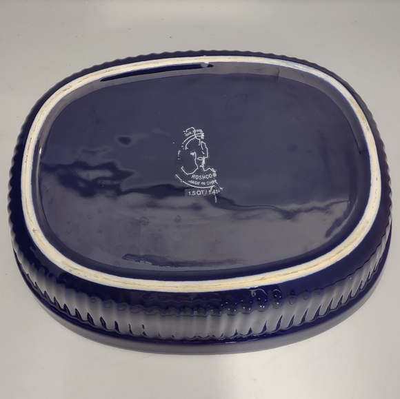ROSHCO Cobalt Blue 9 1/2"w x 3"h Casserole Baking Dish With Knob Lid 1.5 qt. - Picture 3 of 5